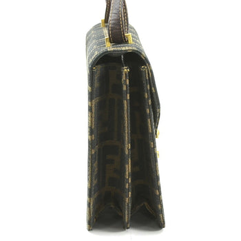 Fendi Shoulder Bag Zucca Canvas Leather Brown Gold