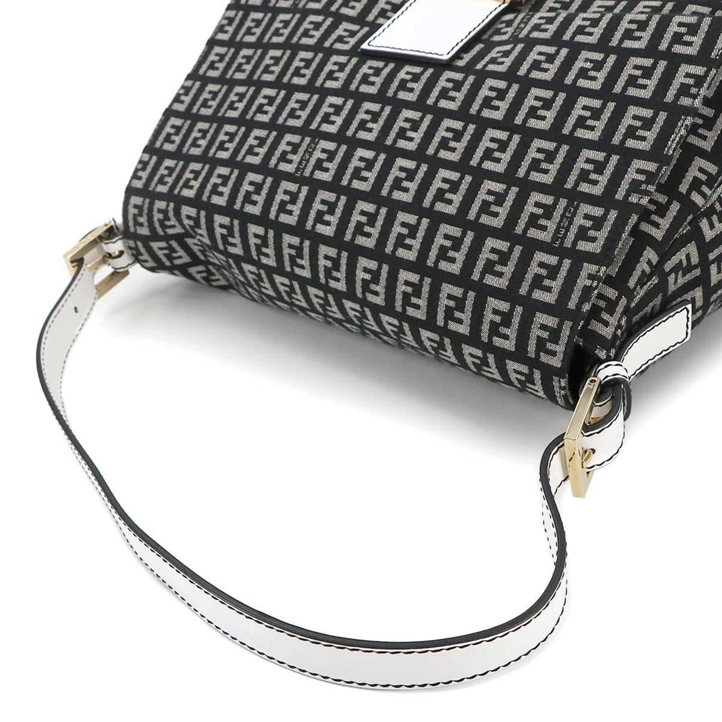 Fendi Zucchino Mamma Baguette Shoulder Bag In Canvas And Leather