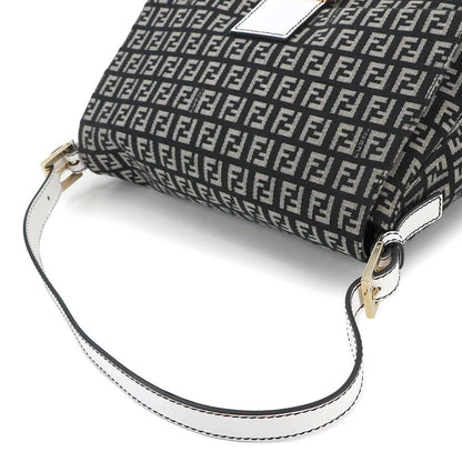 Fendi Zucchino Mamma Baguette Shoulder Bag In Canvas And Leather