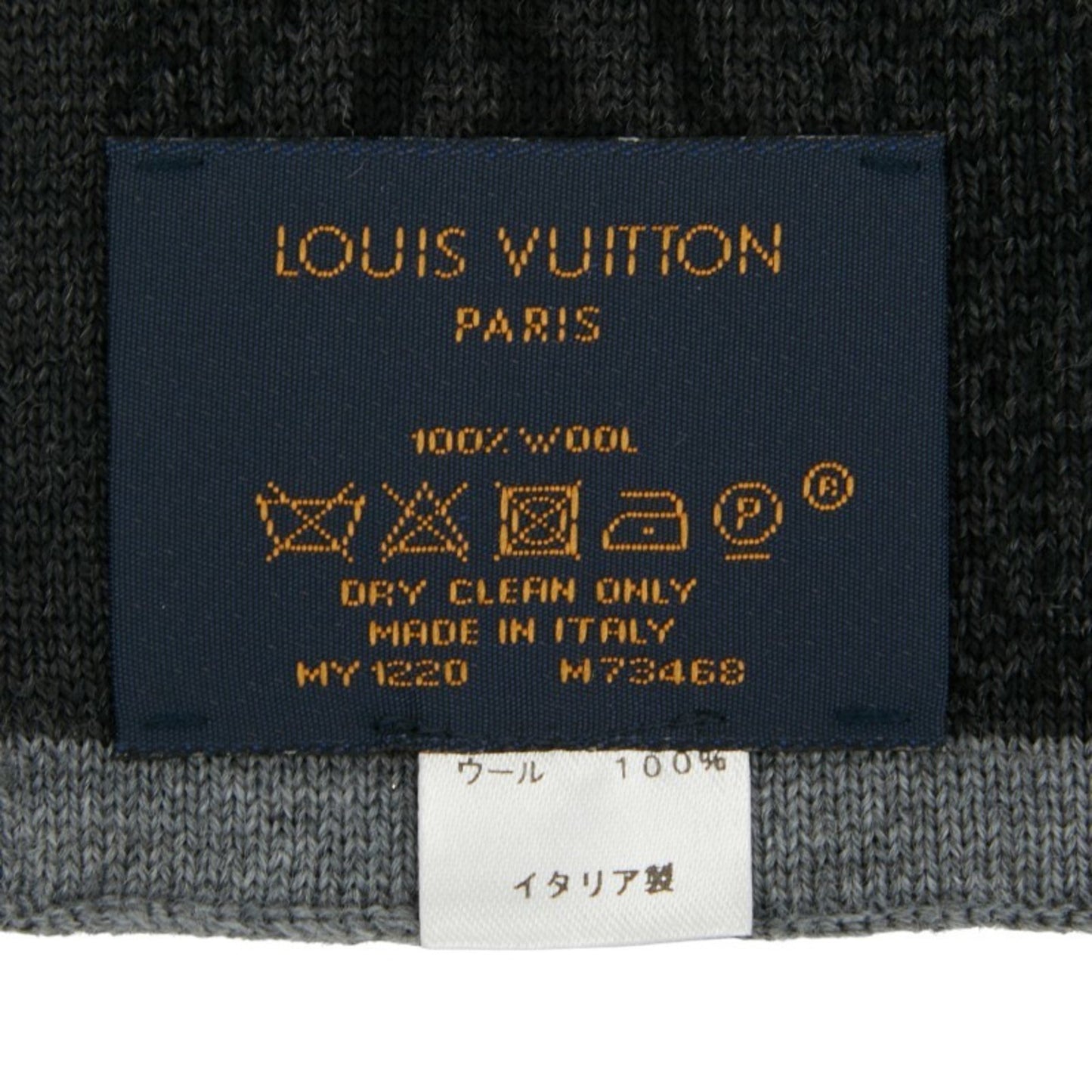 Louis Vuitton Monogram Eclipse Echarpe My Scarf M73468 Black/Gray Wool
