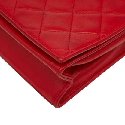 Chanel Matelasse Coco Mark Chain Shoulder Bag In Red Lambskin