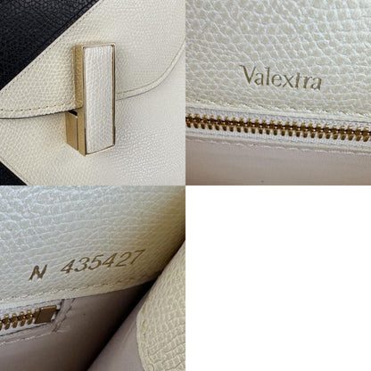 Valextra Handbag Shoulder Bag Medium Iside Intarsia Stripe Leather Ivory Black Gold