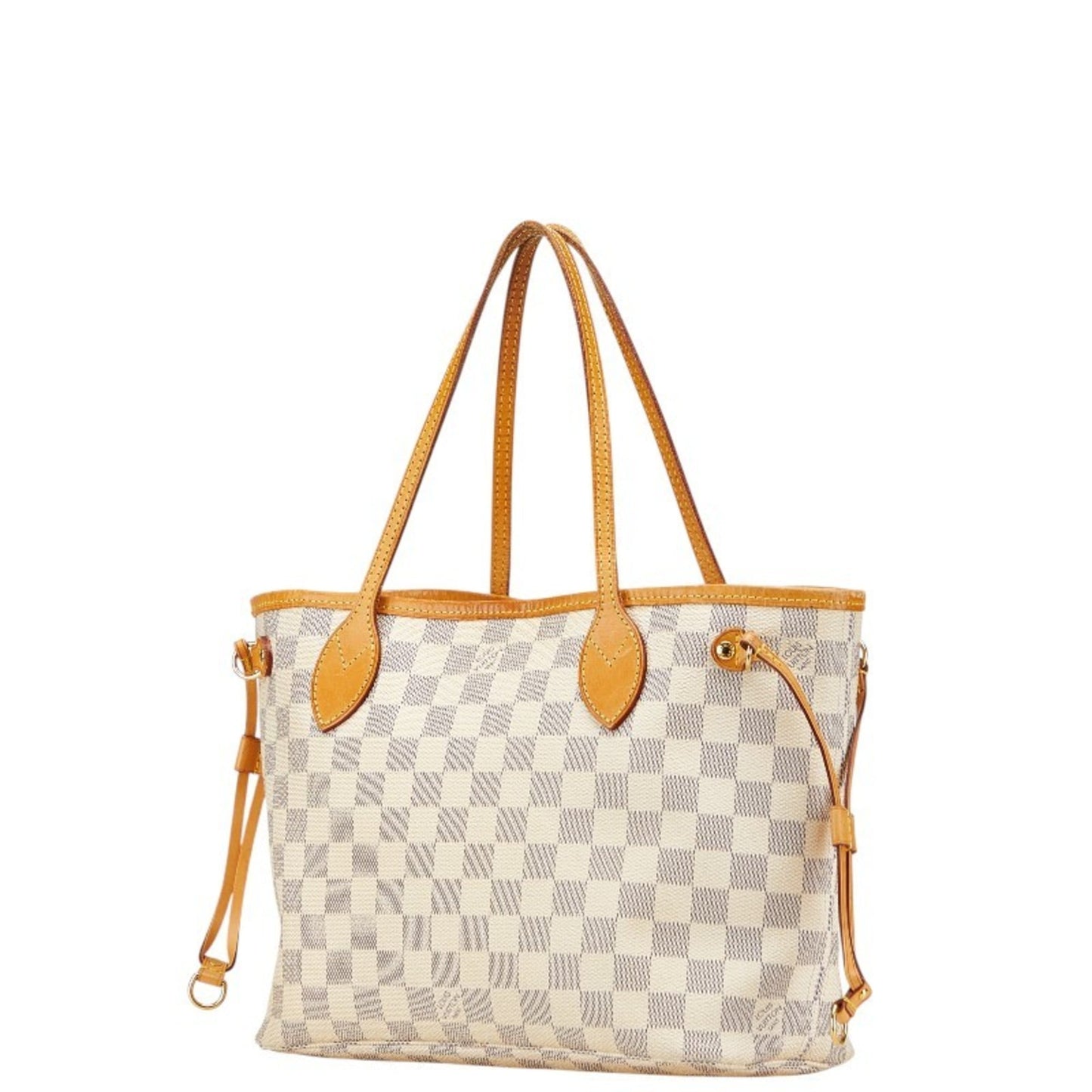 Louis Vuitton Damier Azur Neverfull Pm Tote Bag N51110 White Leather
