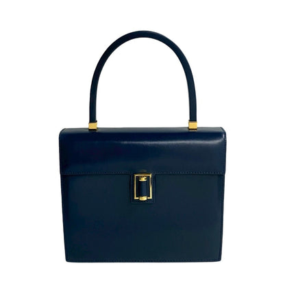 Gucci Old Gucci Gg Logo Hardware Leather Genuine Handbag Navy 86472