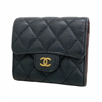 Chanel Matelasse Tri-Fold Wallet In Caviar Leather