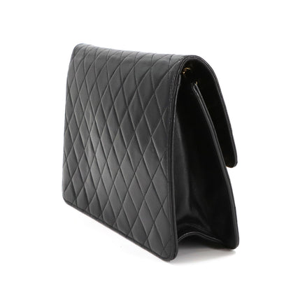 Chanel Matelasse Chain Shoulder Bag Leather Black Gold Metal Fittings