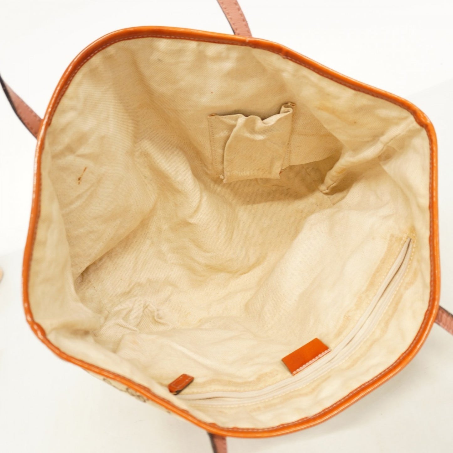 Gucci Tote Bag Gg Canvas 211971 Enamel Brown Champagne