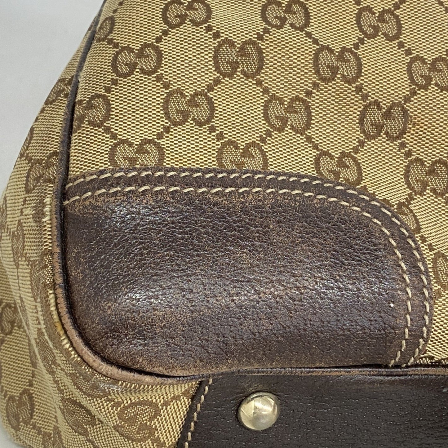 Gucci Gg Canvas Princess Tote Bag 163805 Brown Champagne
