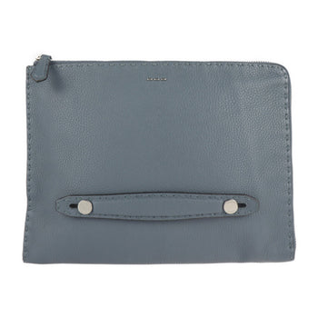 Fendi Fendi Selleria Clutch Bag 7M0225 Leather Blue Gray Second Handbag