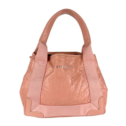 Balenciaga Balenciaga Navy Cabas Xs Leather Shoulder Bag In Coral Pink