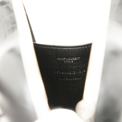 Saint Laurent Ysl Logo Heart-Shaped Crocodile Embossed Love Box Shoulder Bag 466212 Black Leather