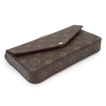 Louis Vuitton Monogram Felicie Pochette Chain Wallet In Brown Fuchsia