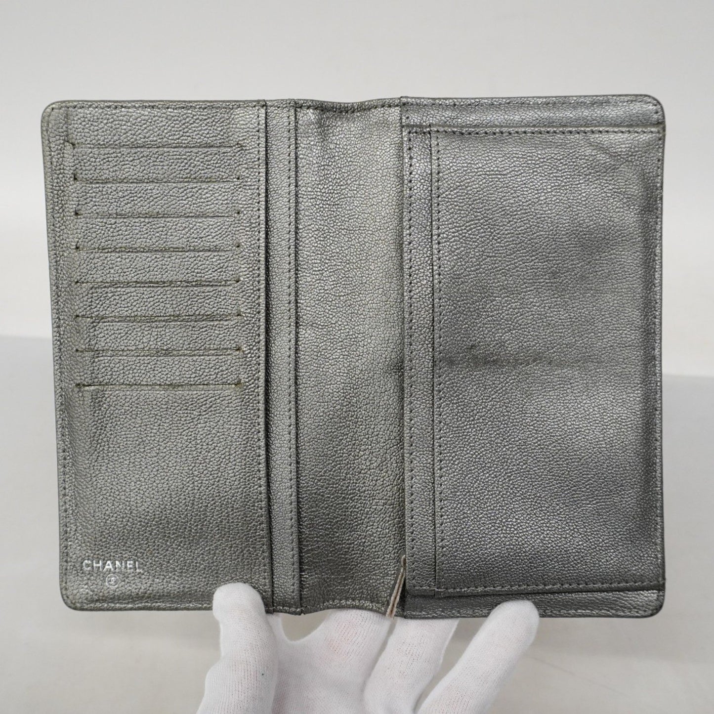 Chanel Long Wallet In Bicolor Caviar Leather