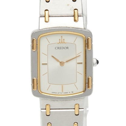 Seiko Credor Watch 2F70-5600 Quartz Silver Dial Stainless Steel Plated