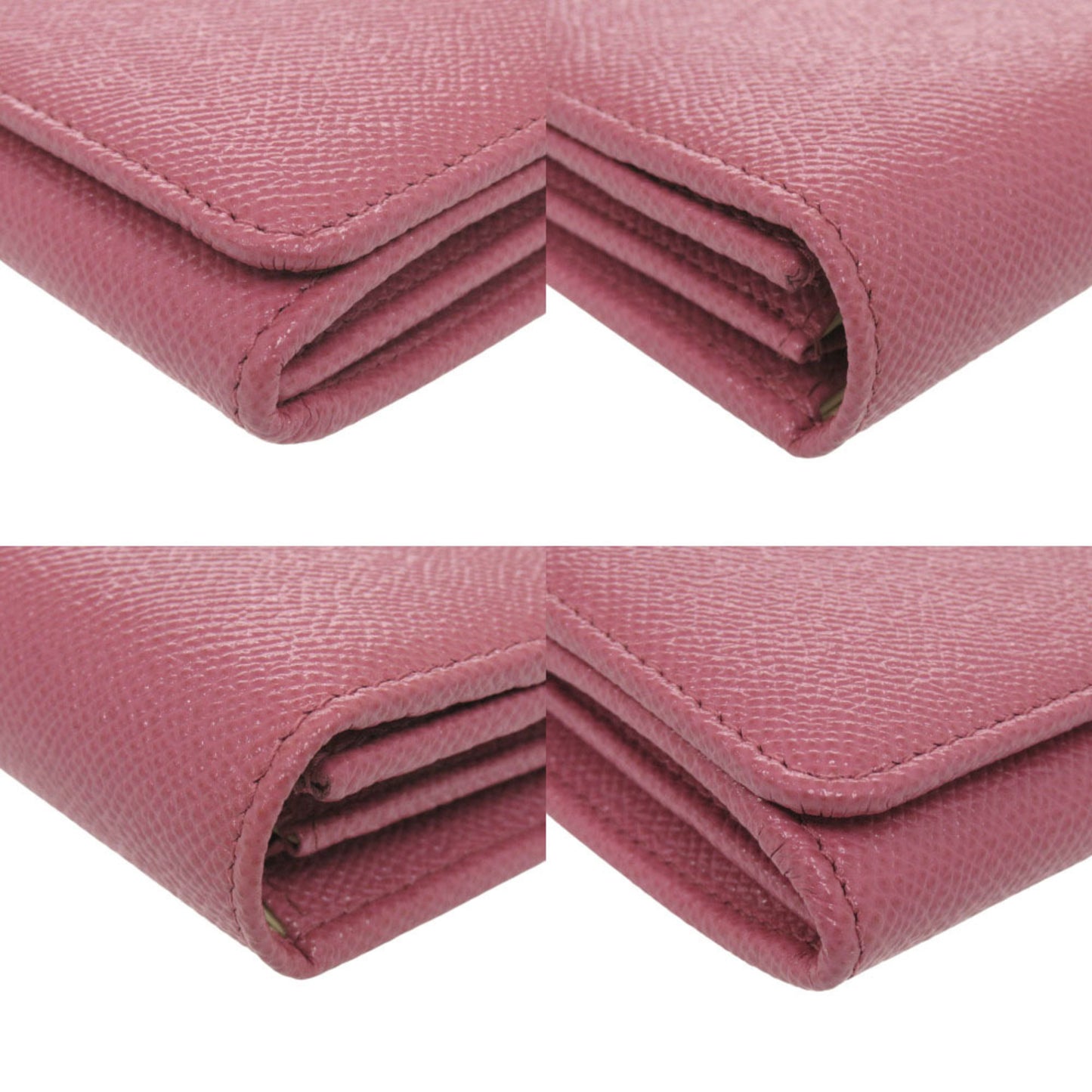 Like New Bvlgari Logo Clip Leather Pink Long Wallet 1274