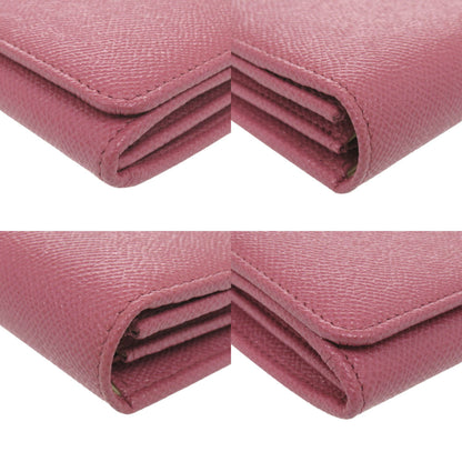 Like New Bvlgari Logo Clip Leather Pink Long Wallet 1274