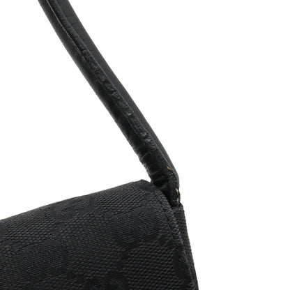 Gucci Gg Canvas Shoulder Bag Leather Black 90646