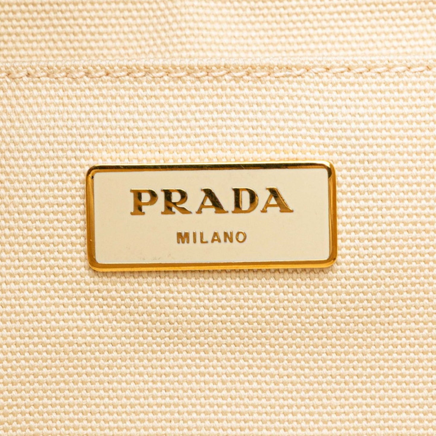Prada Canapa M Handbag Tote Bag Bn1877 Ivory White Canvas