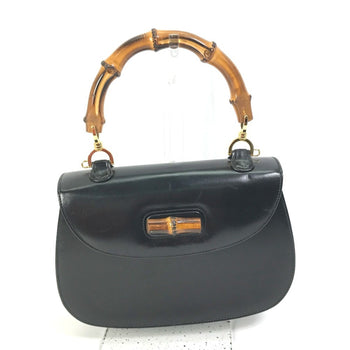 Gucci 000 1951 Turnlock Old Gucci Bamboo Top Handle Handbag In Leather/Bamboo
