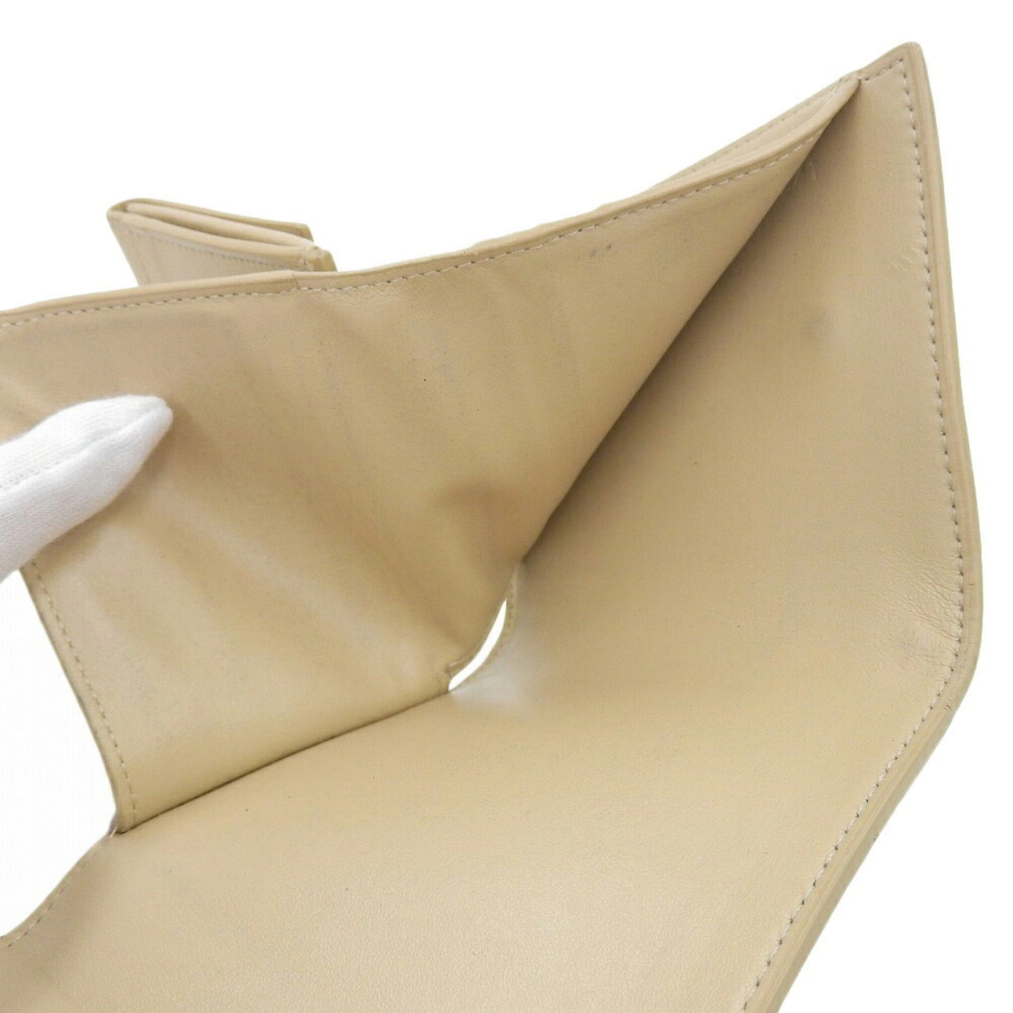 Celine Trifold Wallet 10B573Bel Wallet Leather Beige