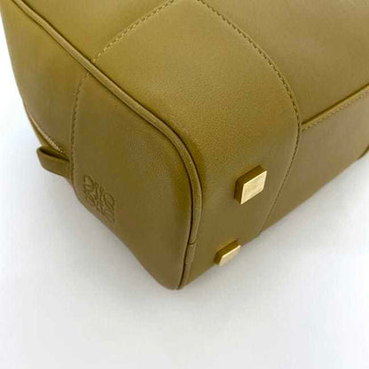 Loewe 2Way Bag Amazona Key 19 F-21325 Yellow Beige A039N10X03 Boston Handbag Leather Anagram