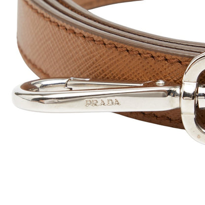 Prada Shoulder Strap Brown Silver Leather
