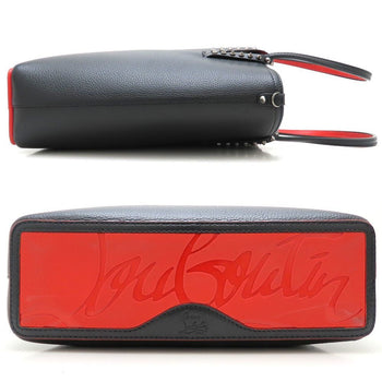 Christian Louboutin 3205221 Handbag Studs Leather Black Red 352338