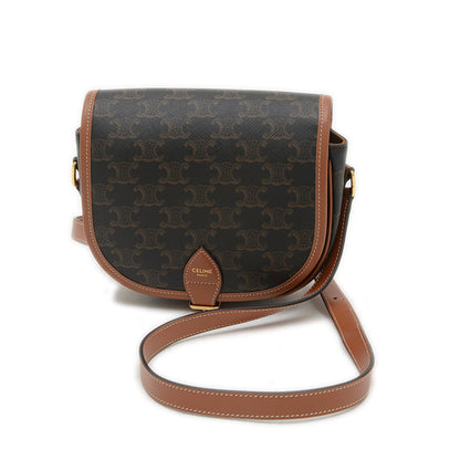 Celine Triomphe Medium Folco Shoulder Bag Canvas Tan 191502Bzj.04Lu Bp