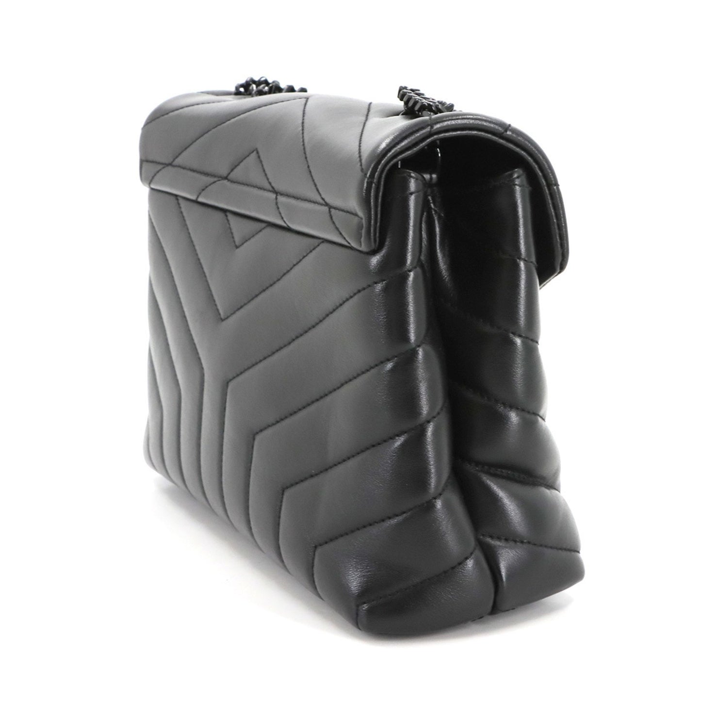 Saint Laurent Loulou Small Chain Shoulder Bag In Black Leather