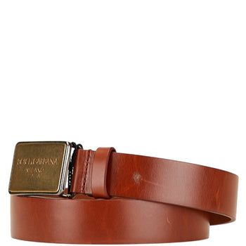 Dolce & Gabbana Logo Plate Belt 90.36 Bc3793 Brown Leather