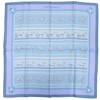 Herms Carr 45 Petit Sequence Silk Scarf Muffler In Light Blue