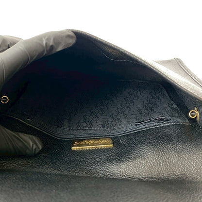 Yves Saint Laurent Ysl Logo Hardware Leather Shoulder Bag Pochette Black 37210