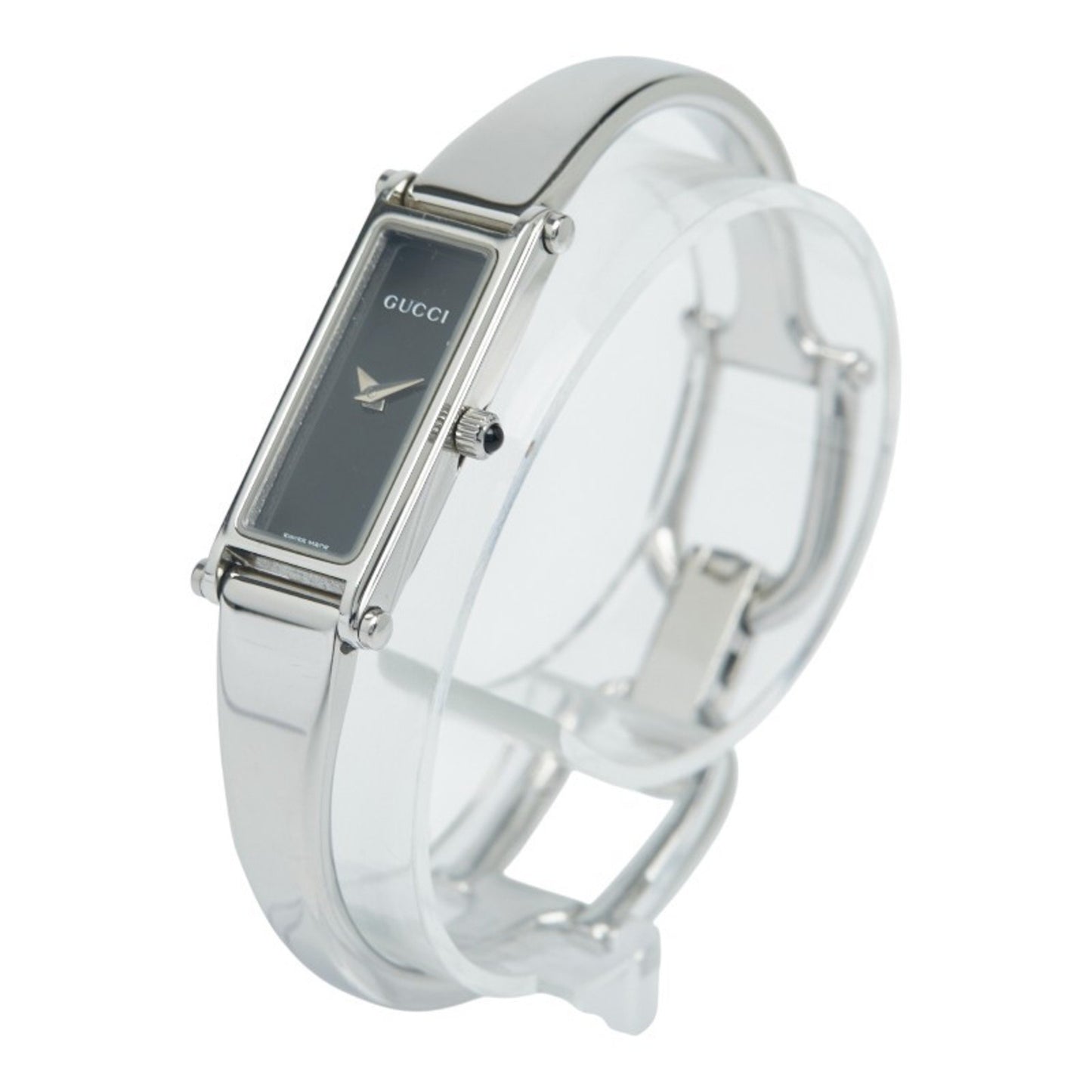 Gucci Bangle Watch 1500L Quartz Black Dial Stainless Steel