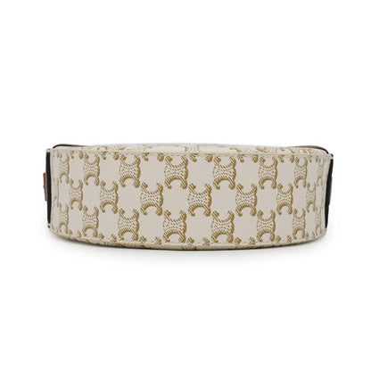 Celine Shoulder Bag Triomphe Round Purse 10G342 Celine White
