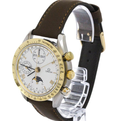 Omega Speedmaster Triple Date Moonphase 18K Gold Watch 175.0034 Polished
