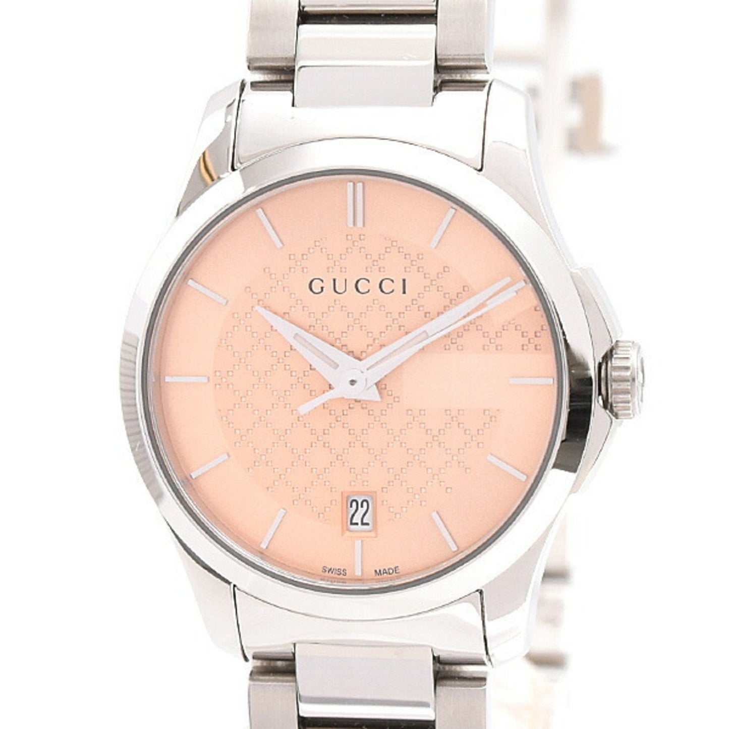 Gucci Women'S G-Timeless Battery-Operated Watch With Salmon Pink Dial And Stainless Steel Case