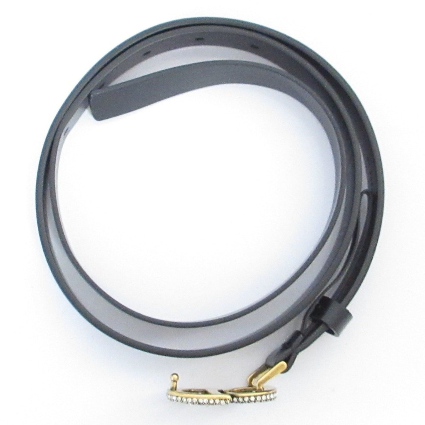 Christian Dior Rhinestone Cd Buckle Leather Narrow Belt