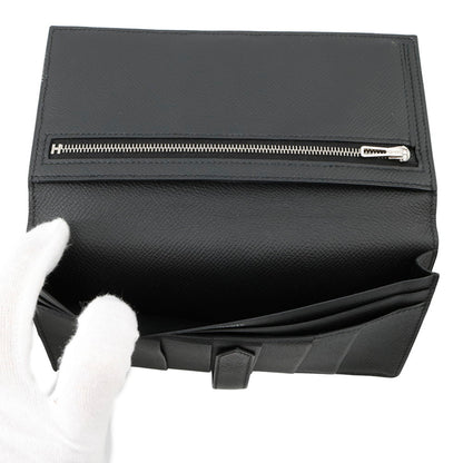 Hermes Herms Bearn Soufflet Long Wallet In Black