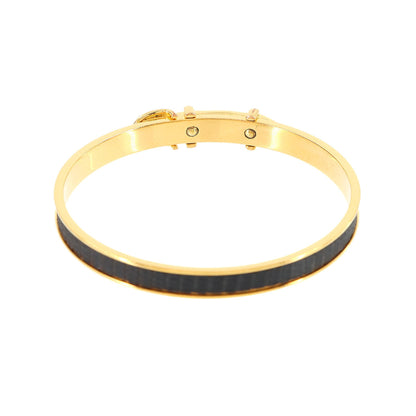 Hermes Herms Belt Motif Bangle Bracelet In Dark Brown Leather
