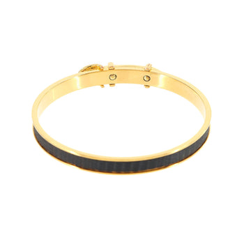 Hermes Herms Belt Motif Bangle Bracelet In Dark Brown Leather