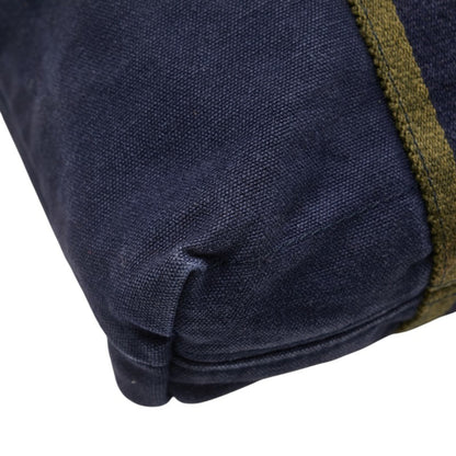 Hermes Foul Tote Cabas Bag Handbag Navy Green Canvas