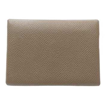 Hermes Hermes Wallet/Coin Case B956016 Calvi Duo B Stamped Epsom Leather Etoupe 181206