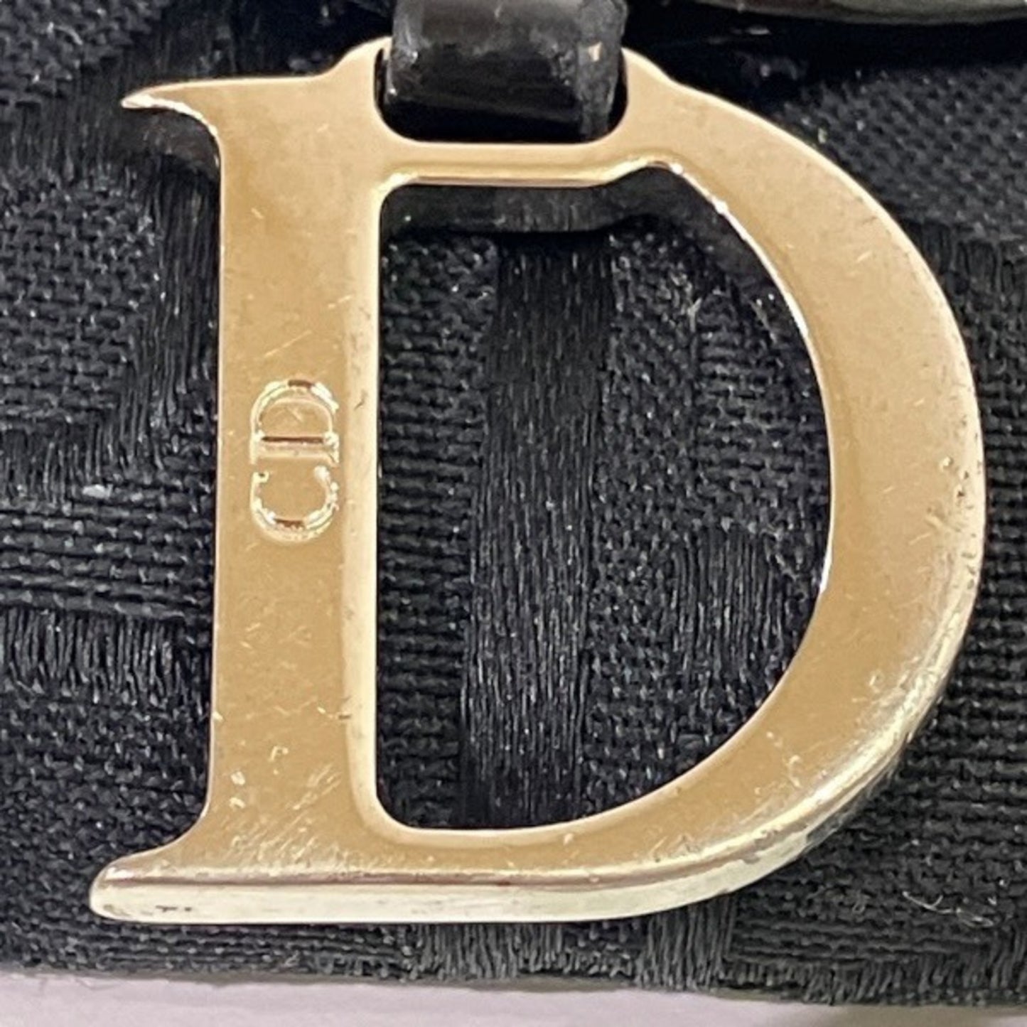 Christian Dior Dior Trotter Saddle D Charm Black Long Wallet Tri-Fold