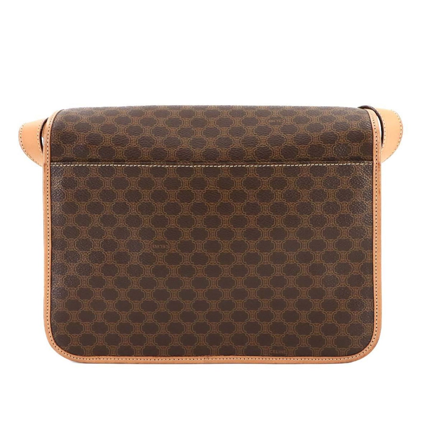 Celine Macadam Shoulder Bag In Brown Leather