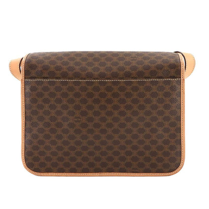 Celine Macadam Shoulder Bag In Brown Leather