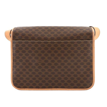 Celine Macadam Shoulder Bag In Brown Leather
