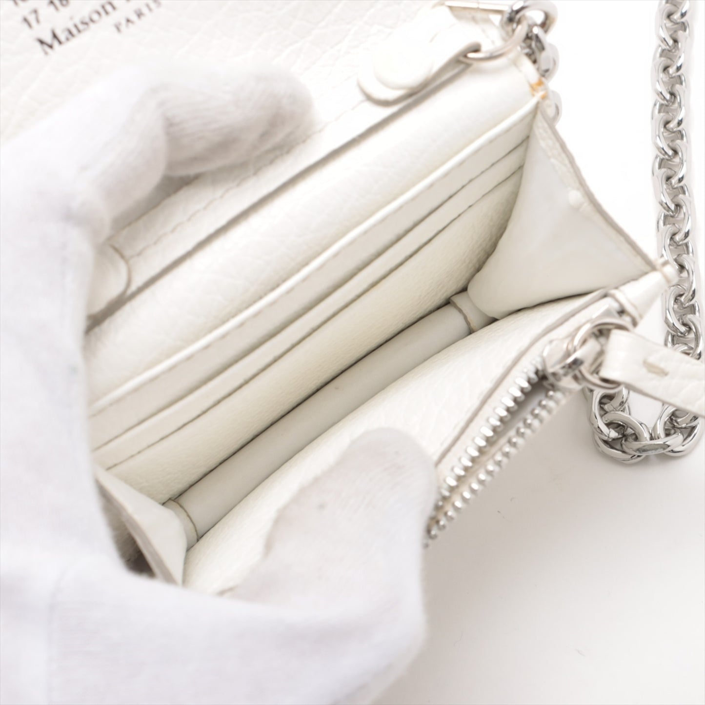 Maison Margiela 4-Stitch Chain Wallet Leather Bifold Crossbody Shoulder Bag