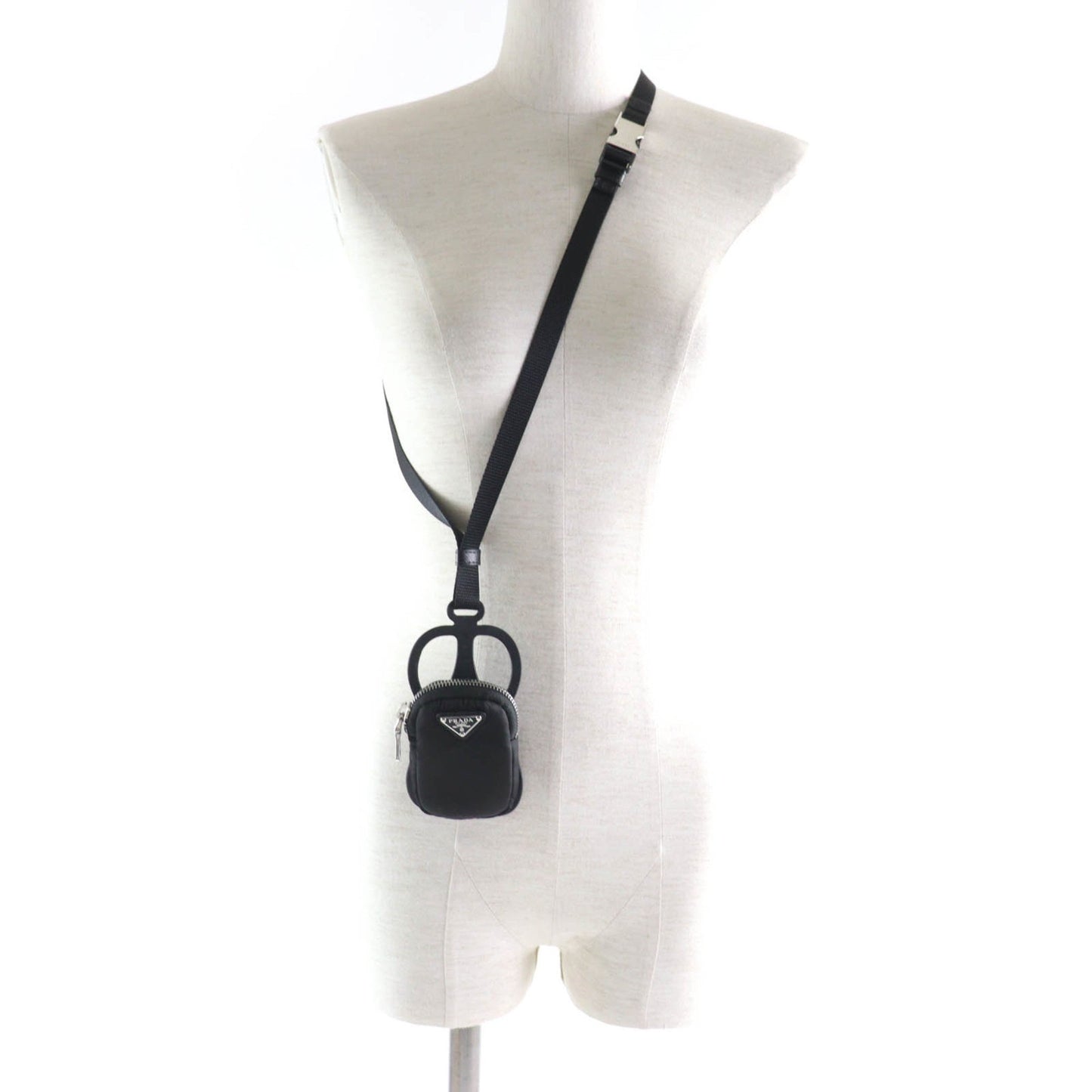 Prada 1Zt016 Renylon Smartphone Case Shoulder Pouch With Triangular Logo Plate