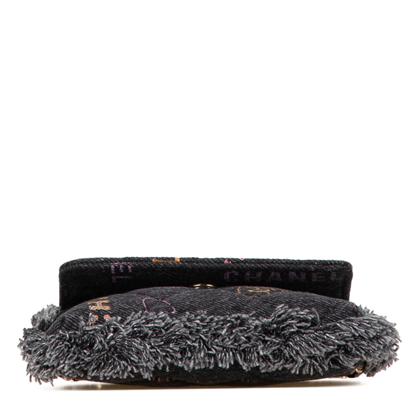 Chanel Matelasse Coco Mark Fringe Crossbody Chain Shoulder Bag Pochette In Black