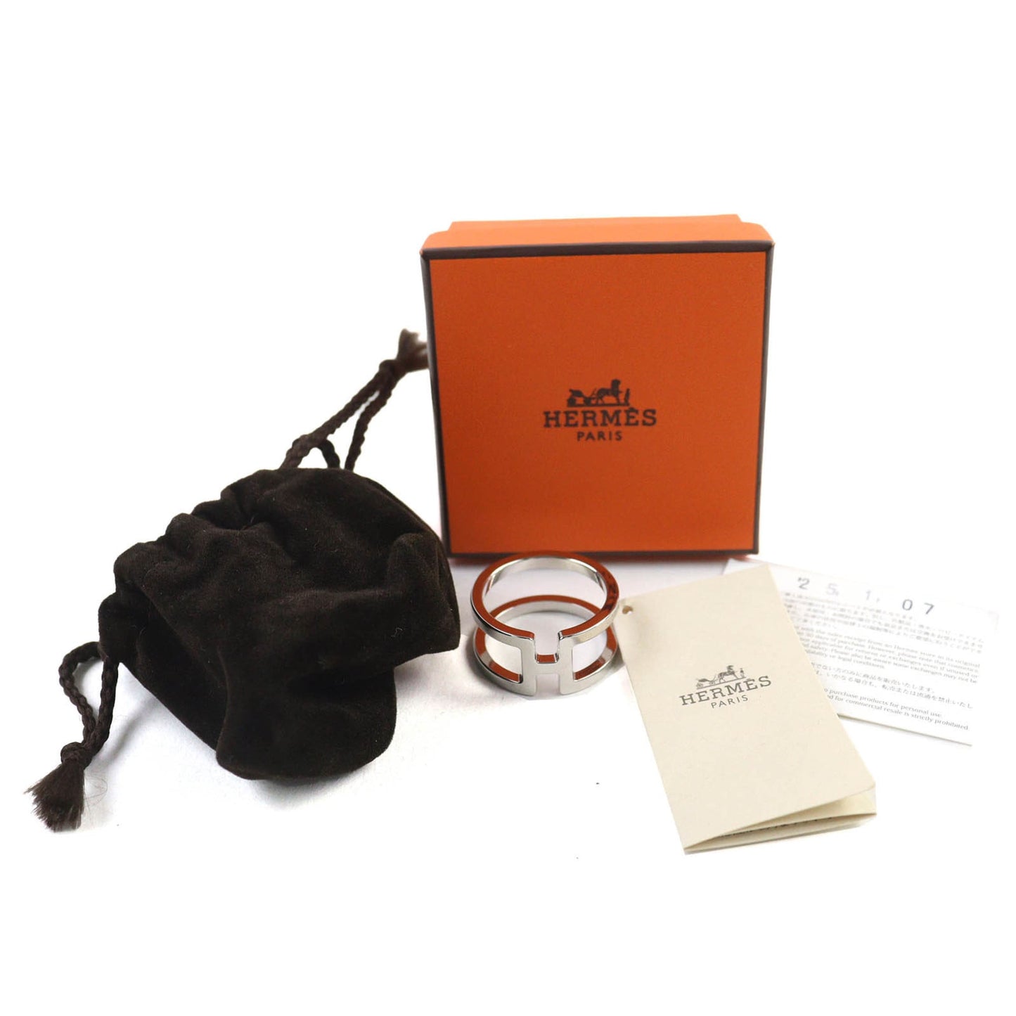 Hermes H. En Long Palladium Scarf Ring